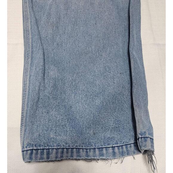 BIG SMITH Distressed Patched Overalls Light Blue Frayed Grunge Mens 46x30‎ - Picture 3 of 11